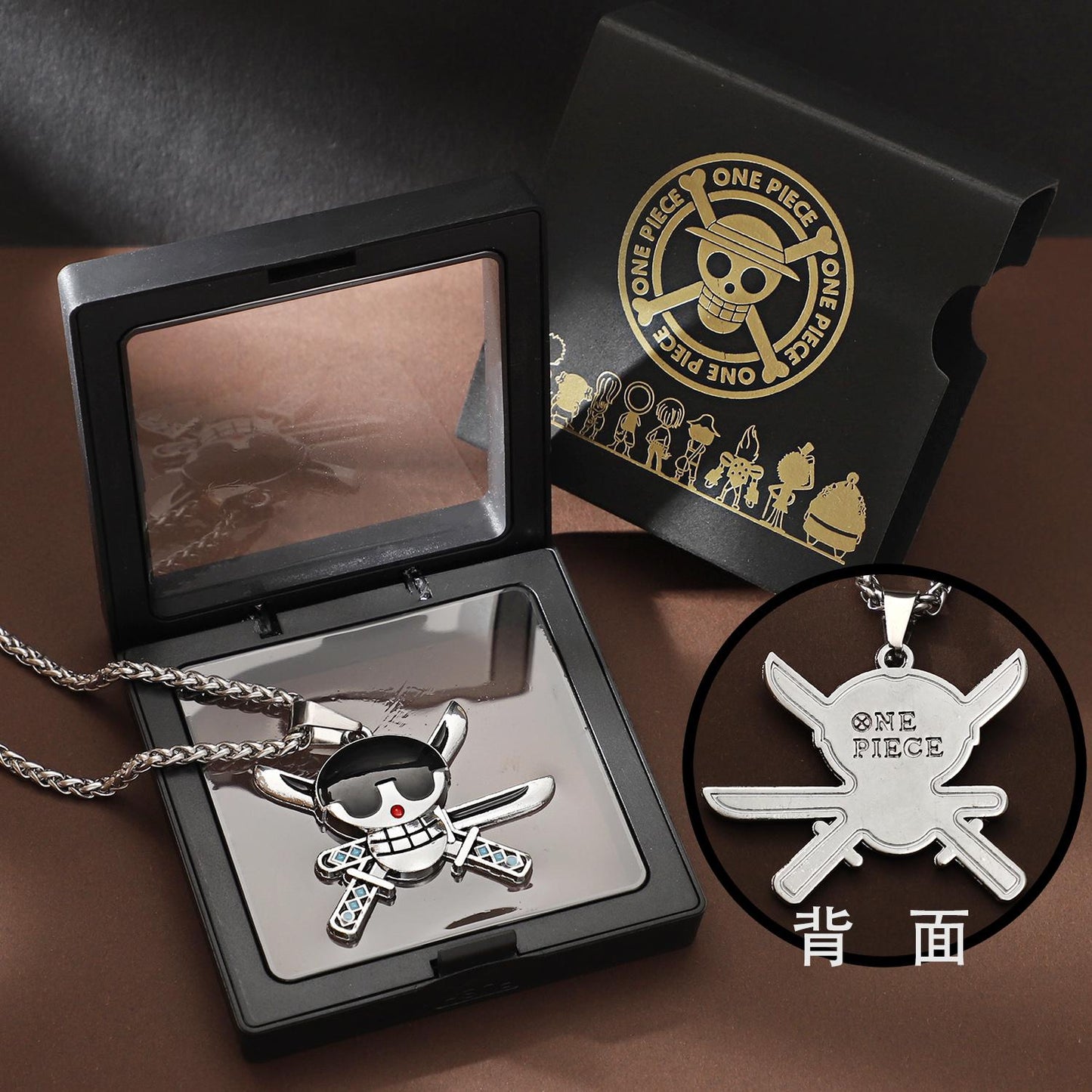 One Piece Luffy & Ace Necklace - Unisex Gold Pendant with Straw Hat, Anime Jewelry Accessory, Collectible Charm