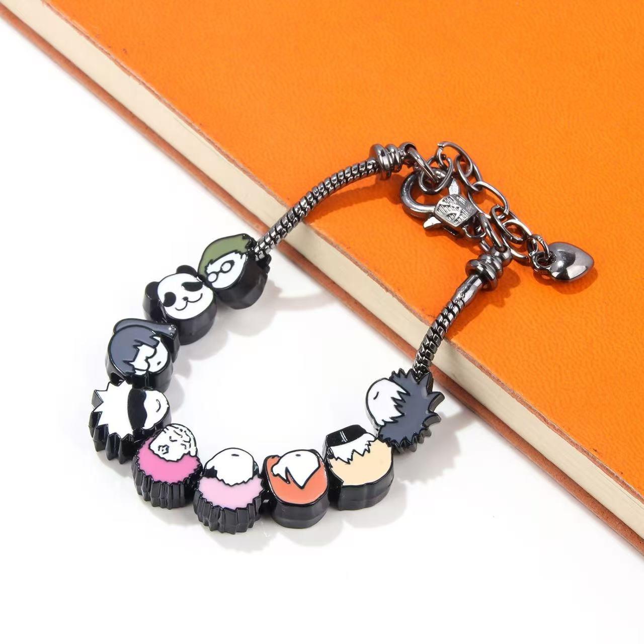 Jujutsu Kaisen Character Bead Bracelet – Gojo Satoru, Yuji Itadori, Ryomen Sukuna, Fushiguro Megumi Metal DIY Charm Wristband, Anime Gift for Fans