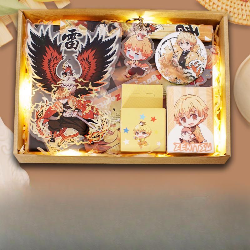 Demon Slayer Demon Anime Villains Gift Set – Douma, Akaza, Muzan, Kokushibo Badge, Notebook & Keychain Bundle for Fans