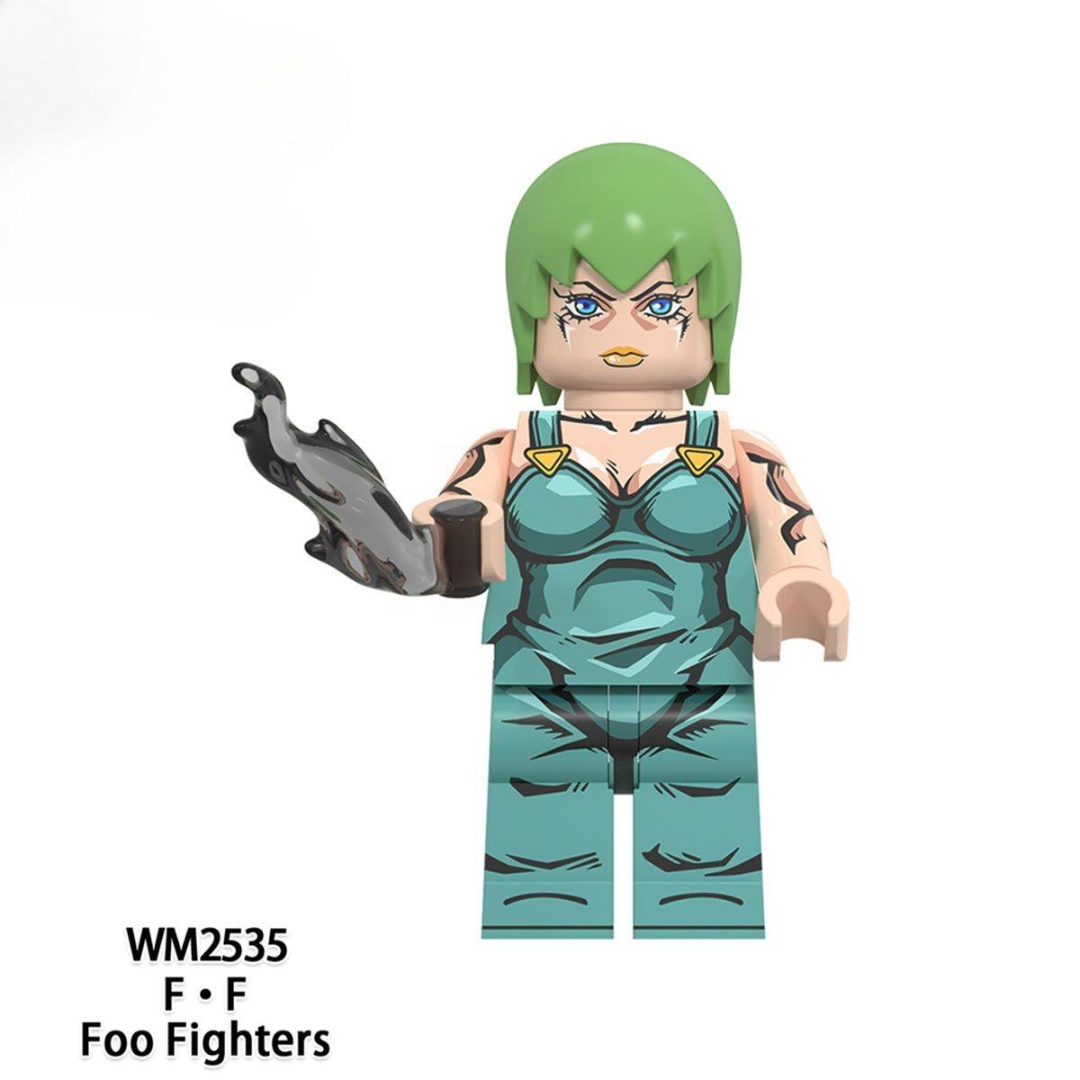 JoJo Anime-Inspired Brick Figures – Jotaro, Jolyne, Giorno, Kakyoin Collectible Building Toy Figure Set