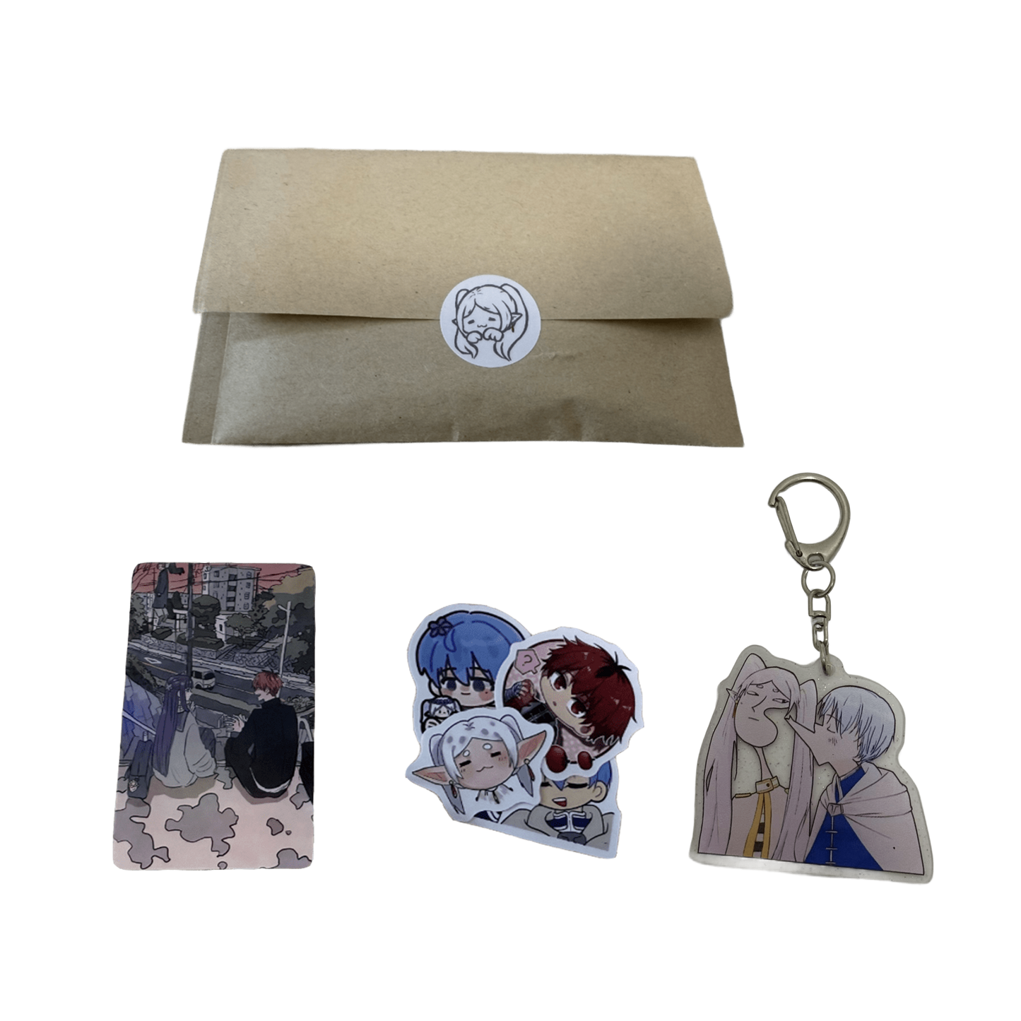 Frieren: Beyond Journey’s End Frieren & Himmel Funny Kiss Keychain Set, Anime Cards, Stickers,Keychain