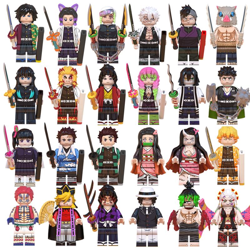 Demon Slayer: Kimetsu no Yaiba Mini Building Block Figure Set – Tanjiro, Akaza, Kokushibo Block Toy Figures