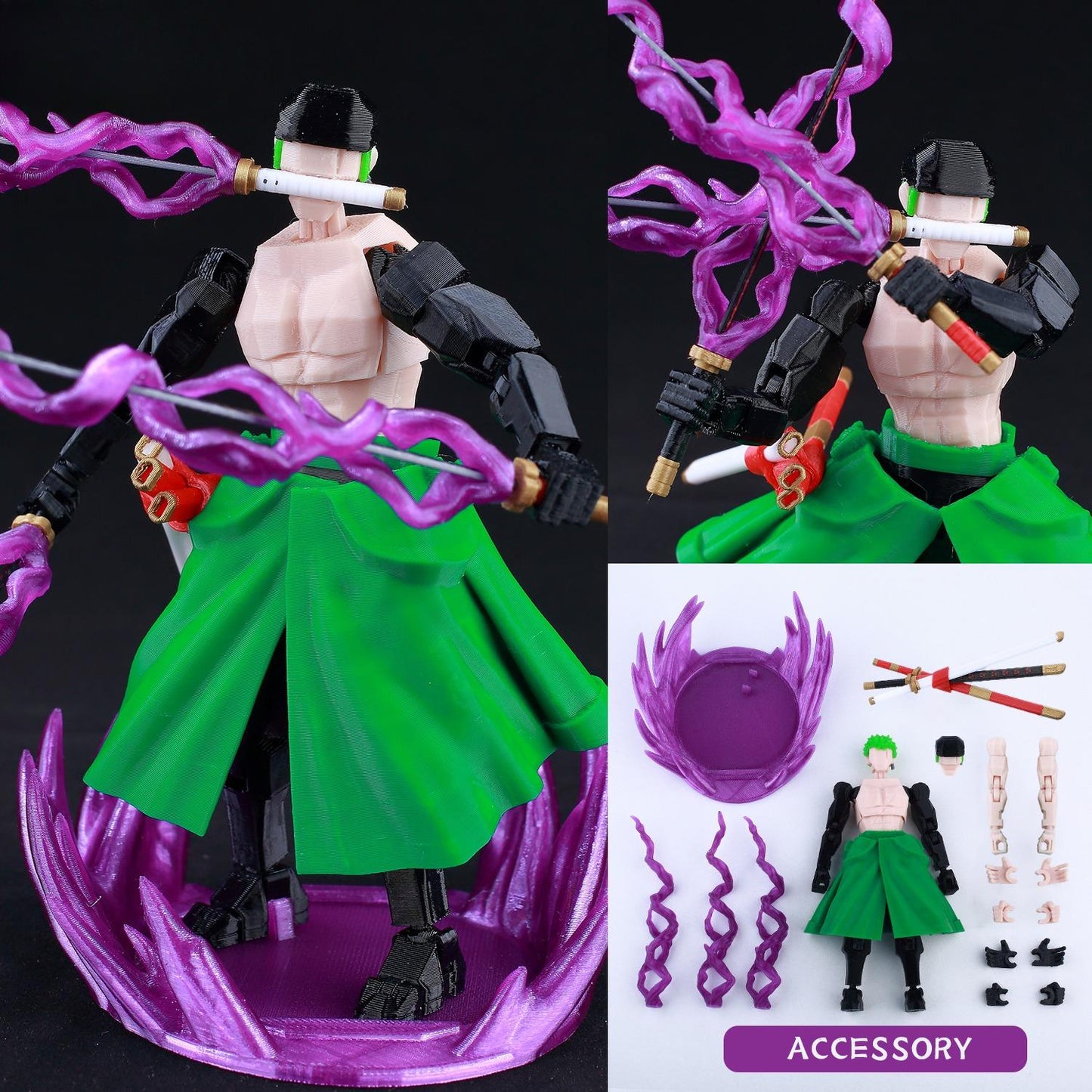 3D Printed Multi-Jointed Action Figure – Demon SlayerTanjiro Inspired Poseable Anime Model, Movable Collectible Gift