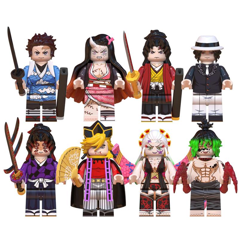 Demon Slayer: Kimetsu no Yaiba Mini Building Block Figure Set – Tanjiro, Akaza, Kokushibo Block Toy Figures