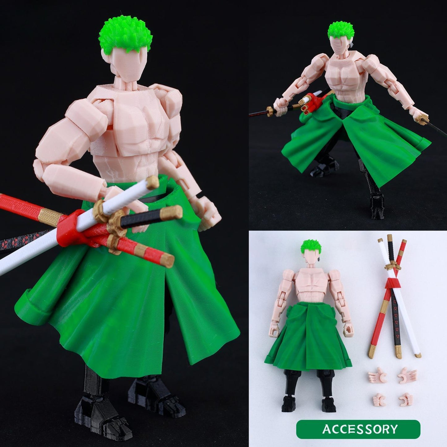 3D Printed Multi-Jointed Action Figure – Demon SlayerTanjiro Inspired Poseable Anime Model, Movable Collectible Gift