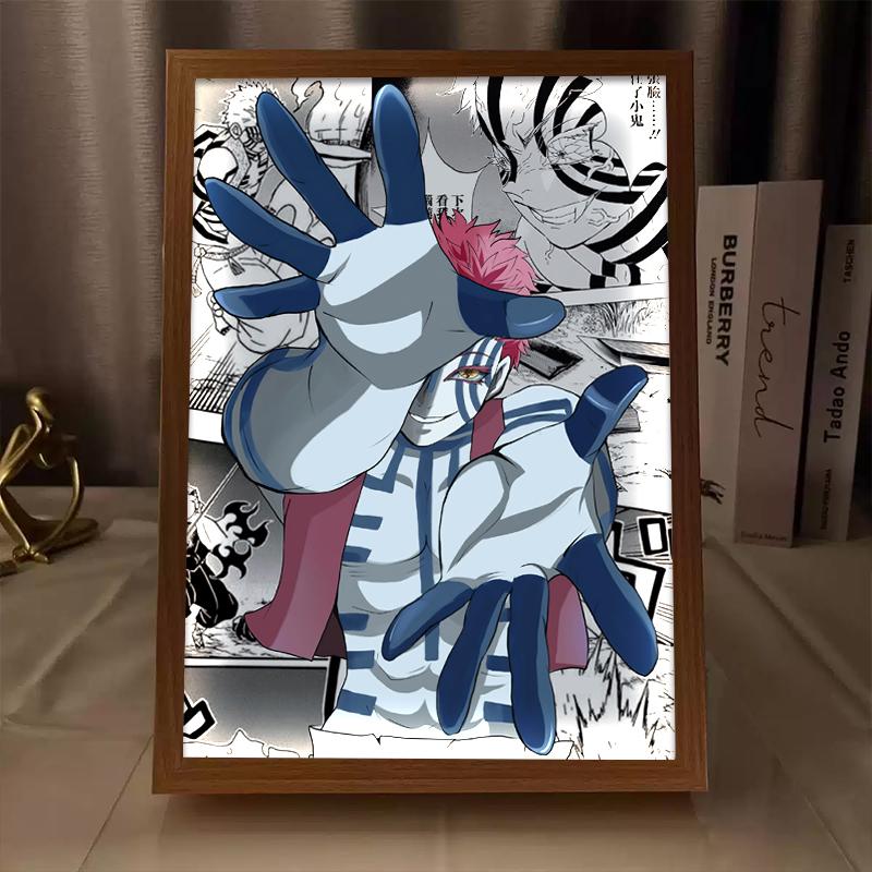 Demon Slayer Akaza LED Art Lamp – Anime Figure Light-Up Display, Bedroom Night Light, Creative Gift