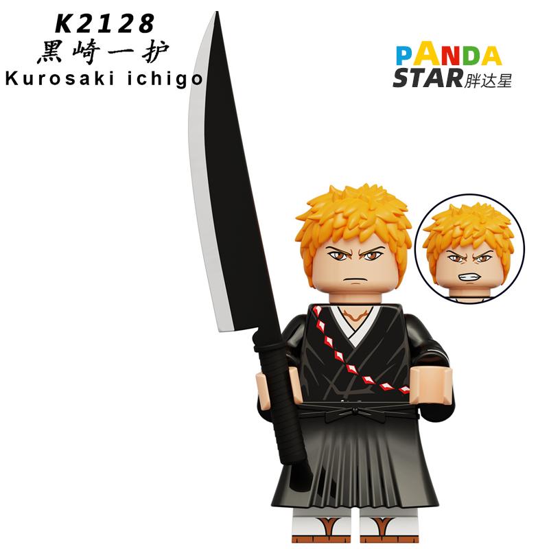 Ichigo Kurosaki Bleach Soul Reaper Inspired Brick Figure – Orange-Haired Swordsman Mini Toy Compatible with Major Blocks