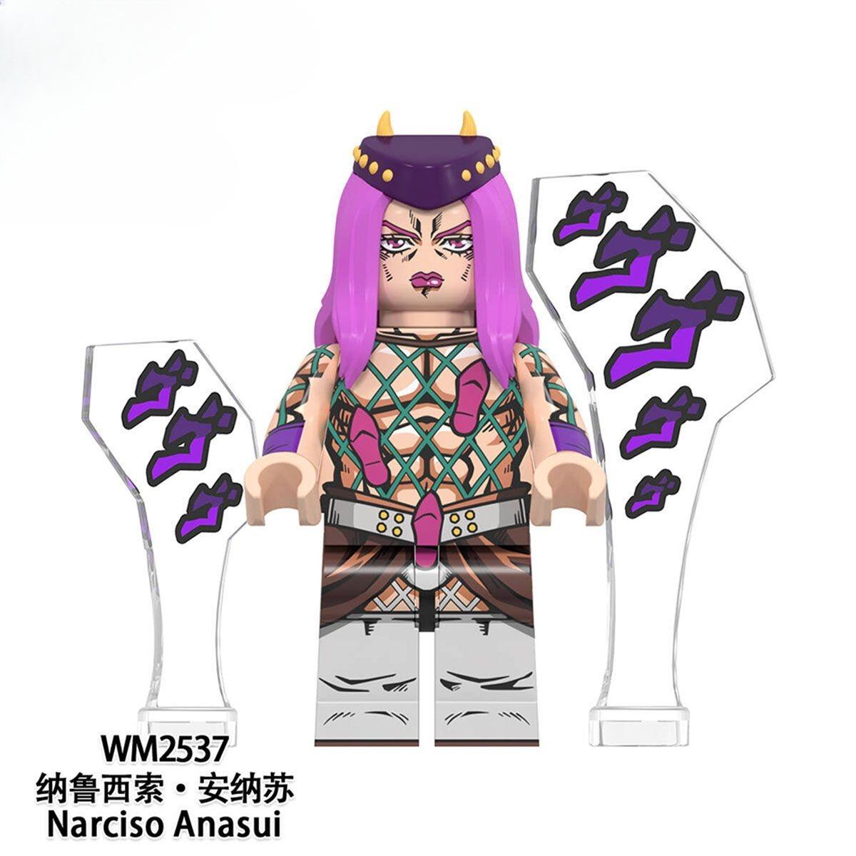 JoJo Anime-Inspired Brick Figures – Jotaro, Jolyne, Giorno, Kakyoin Collectible Building Toy Figure Set