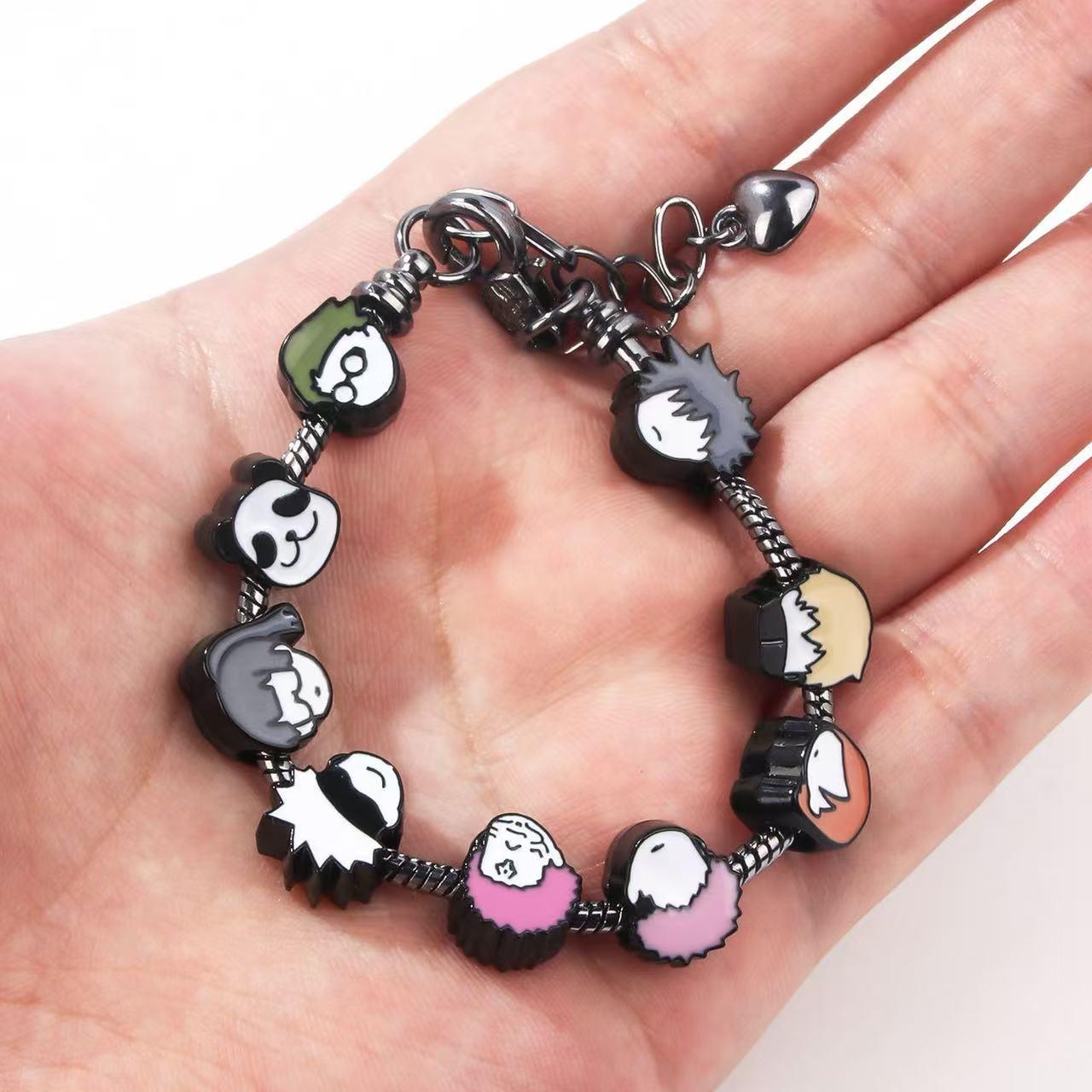 Jujutsu Kaisen Character Bead Bracelet – Gojo Satoru, Yuji Itadori, Ryomen Sukuna, Fushiguro Megumi Metal DIY Charm Wristband, Anime Gift for Fans
