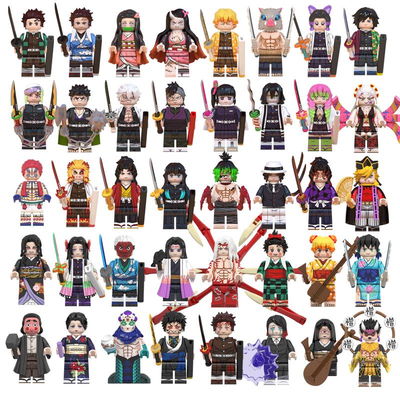 Demon Slayer: Kimetsu no Yaiba Mini Building Block Figure Set – Tanjiro, Akaza, Kokushibo Block Toy Figures