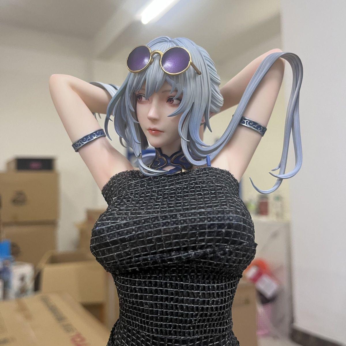 Honkai: Star Rail Valkyrie Swimsuit Warrior Girl GK Figure – Anime-Style Blue-Haired Valkyrie-Inspired Resin Statue, Fantasy Battle Bikini Version Gift for Collectors