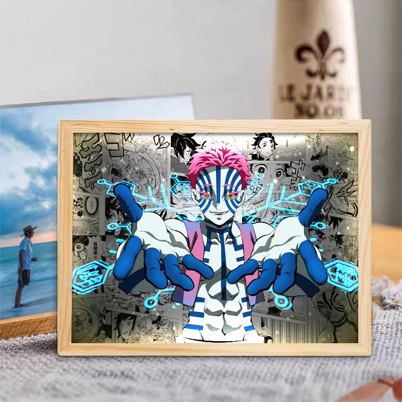 Demon Slayer Akaza LED Art Lamp – Anime Figure Light-Up Display, Bedroom Night Light, Creative Gift