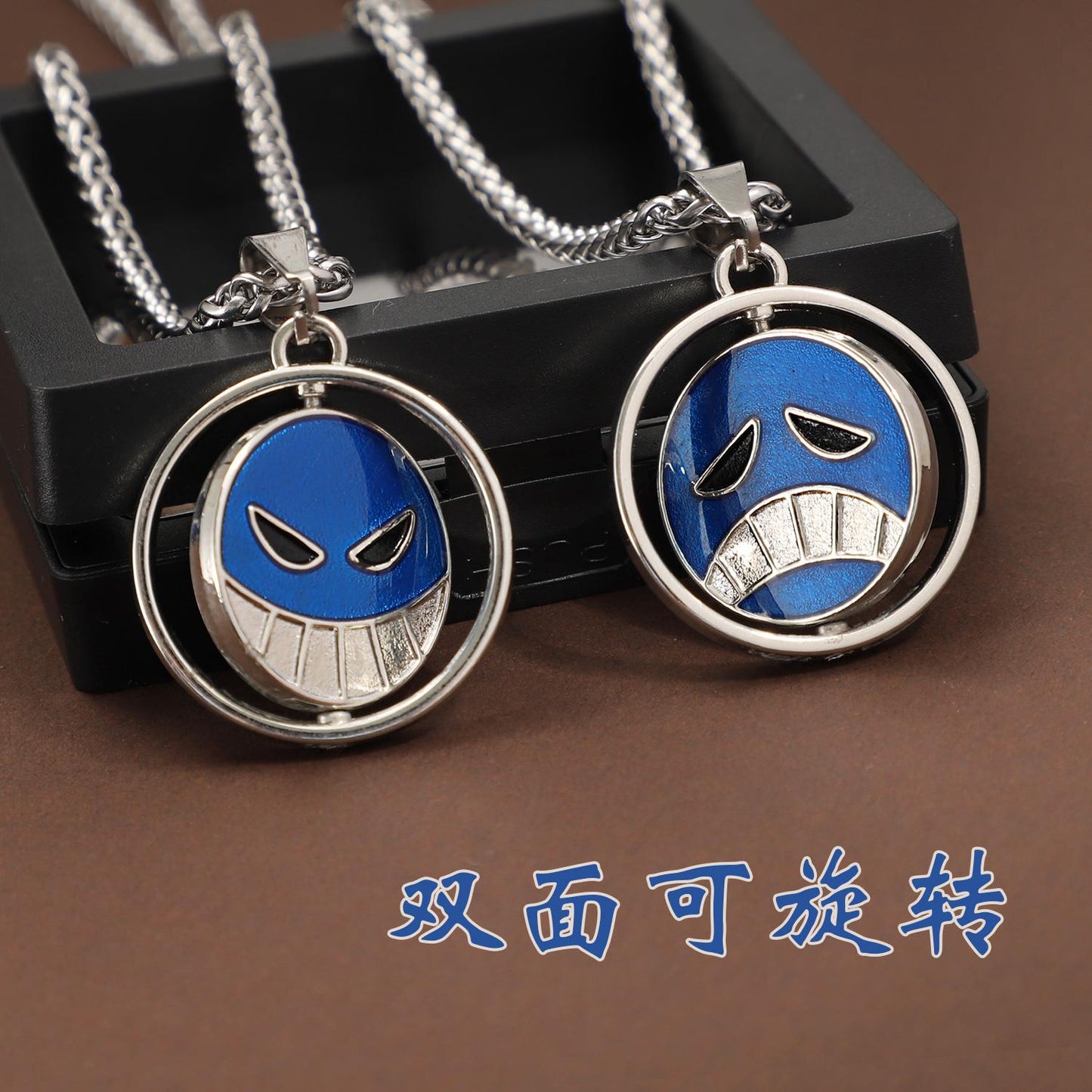 One Piece Luffy & Ace Necklace - Unisex Gold Pendant with Straw Hat, Anime Jewelry Accessory, Collectible Charm