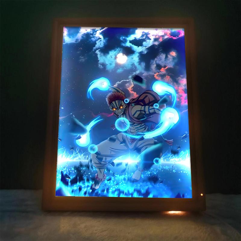 Demon Slayer Akaza LED Art Lamp – Anime Figure Light-Up Display, Bedroom Night Light, Creative Gift
