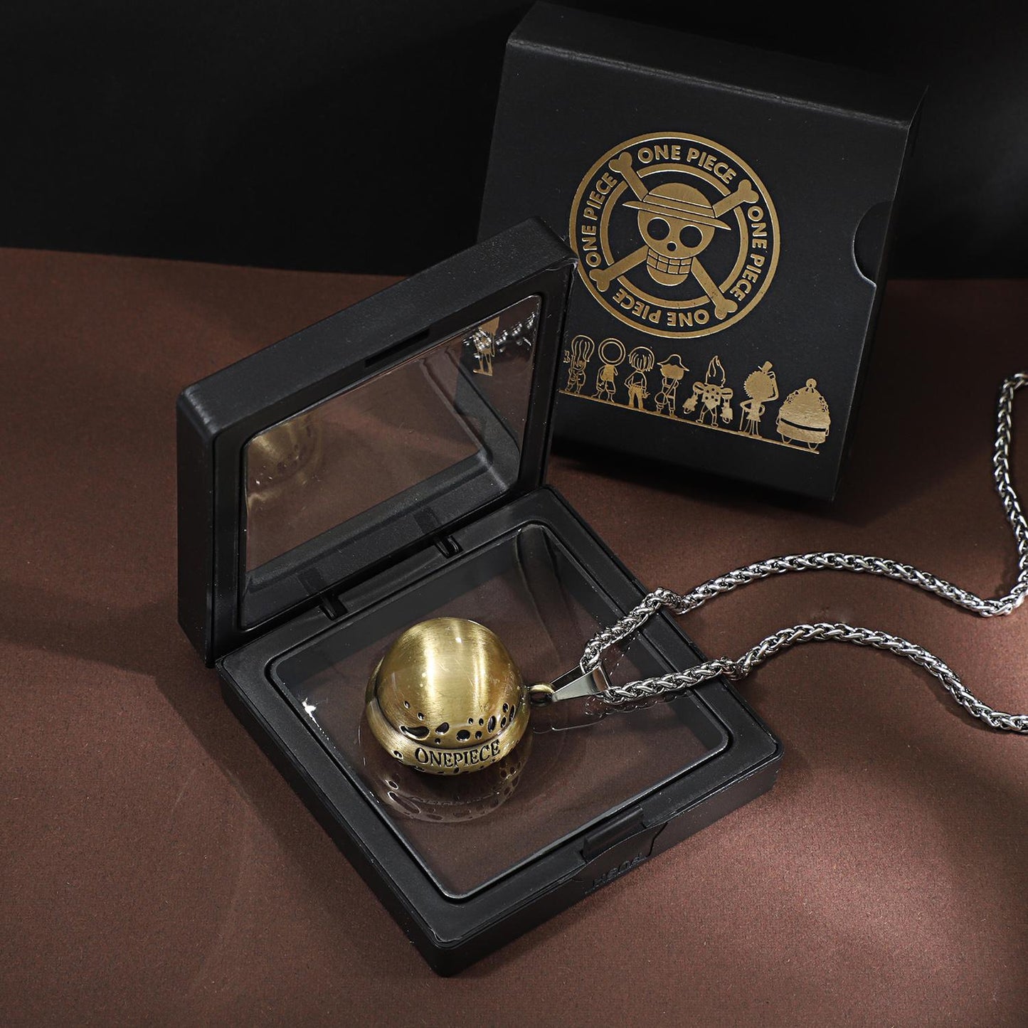 One Piece Luffy & Ace Necklace - Unisex Gold Pendant with Straw Hat, Anime Jewelry Accessory, Collectible Charm