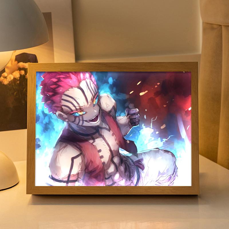 Demon Slayer Akaza LED Art Lamp – Anime Figure Light-Up Display, Bedroom Night Light, Creative Gift