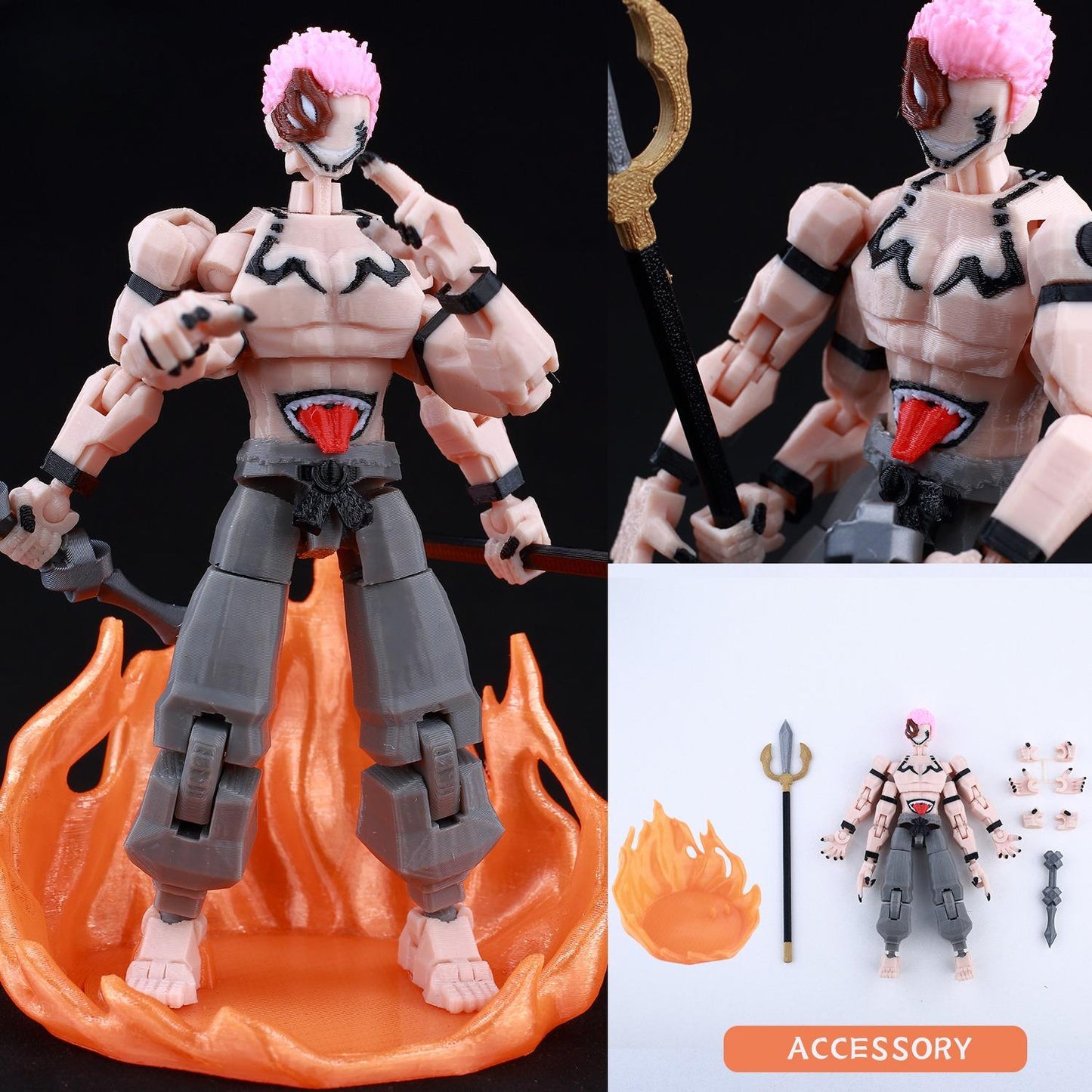 3D Printed Multi-Jointed Action Figure – Demon SlayerTanjiro Inspired Poseable Anime Model, Movable Collectible Gift