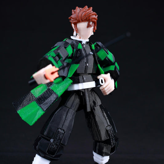3D Printed Multi-Jointed Action Figure – Demon SlayerTanjiro Inspired Poseable Anime Model, Movable Collectible Gift