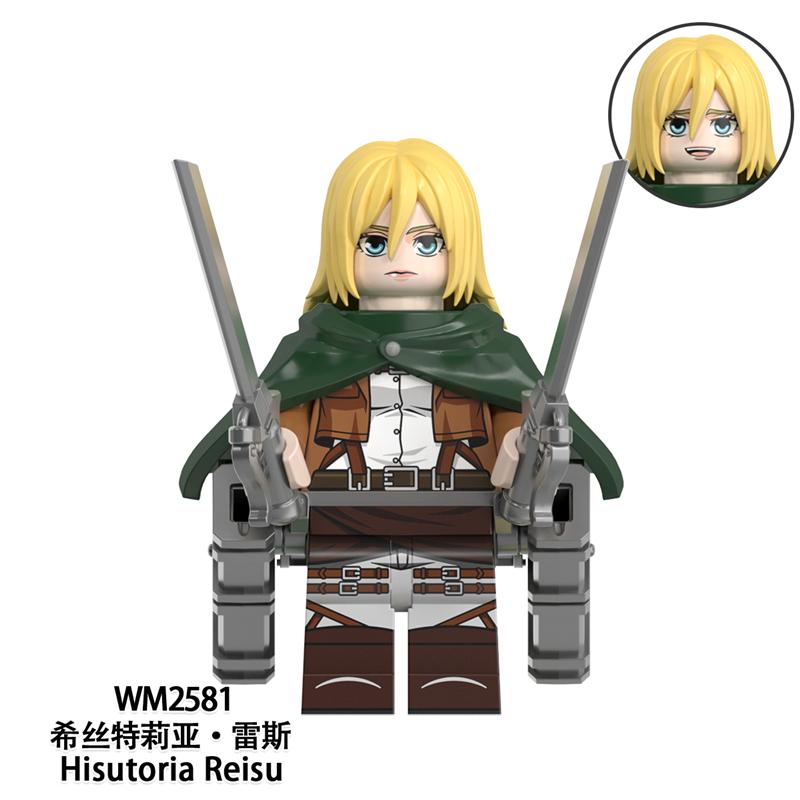 Scout Regiment Brick Minifigure Set – Mikasa, Levi, Armin & Hange Giant Hunter Building Blocks, Anime Gift