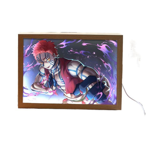 Demon Slayer Akaza LED Art Lamp – Anime Figure Light-Up Display, Bedroom Night Light, Creative Gift
